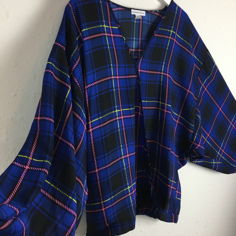 Multi Color Faux Wrap Long Sleeve Shirt